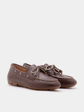 Loafers Business Casual Gabrielle Bow Leather Boat Loafers