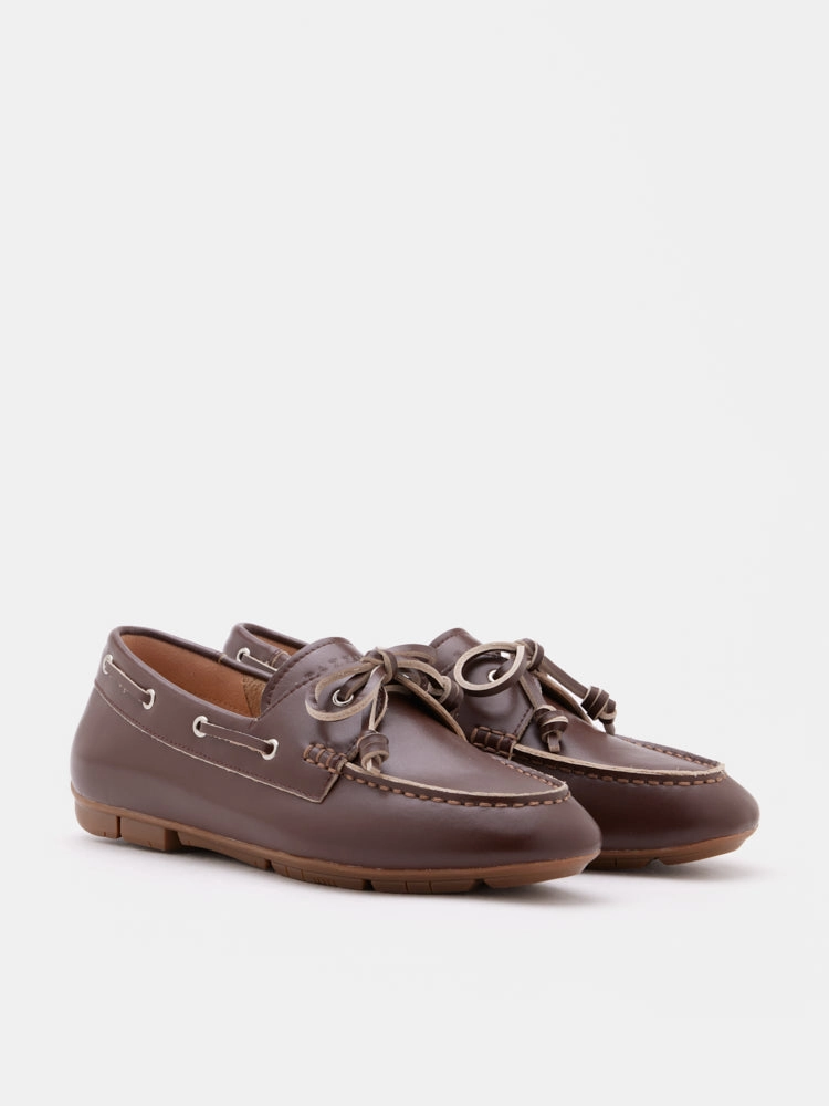 Gabrielle Bow Leather Boat Loafers Loafers With Khakis