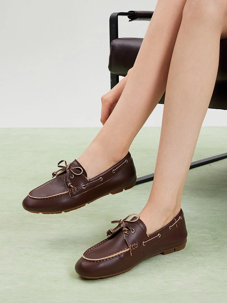 Gabrielle Bow Leather Boat Loafers Vintage Cole Haan Loafers