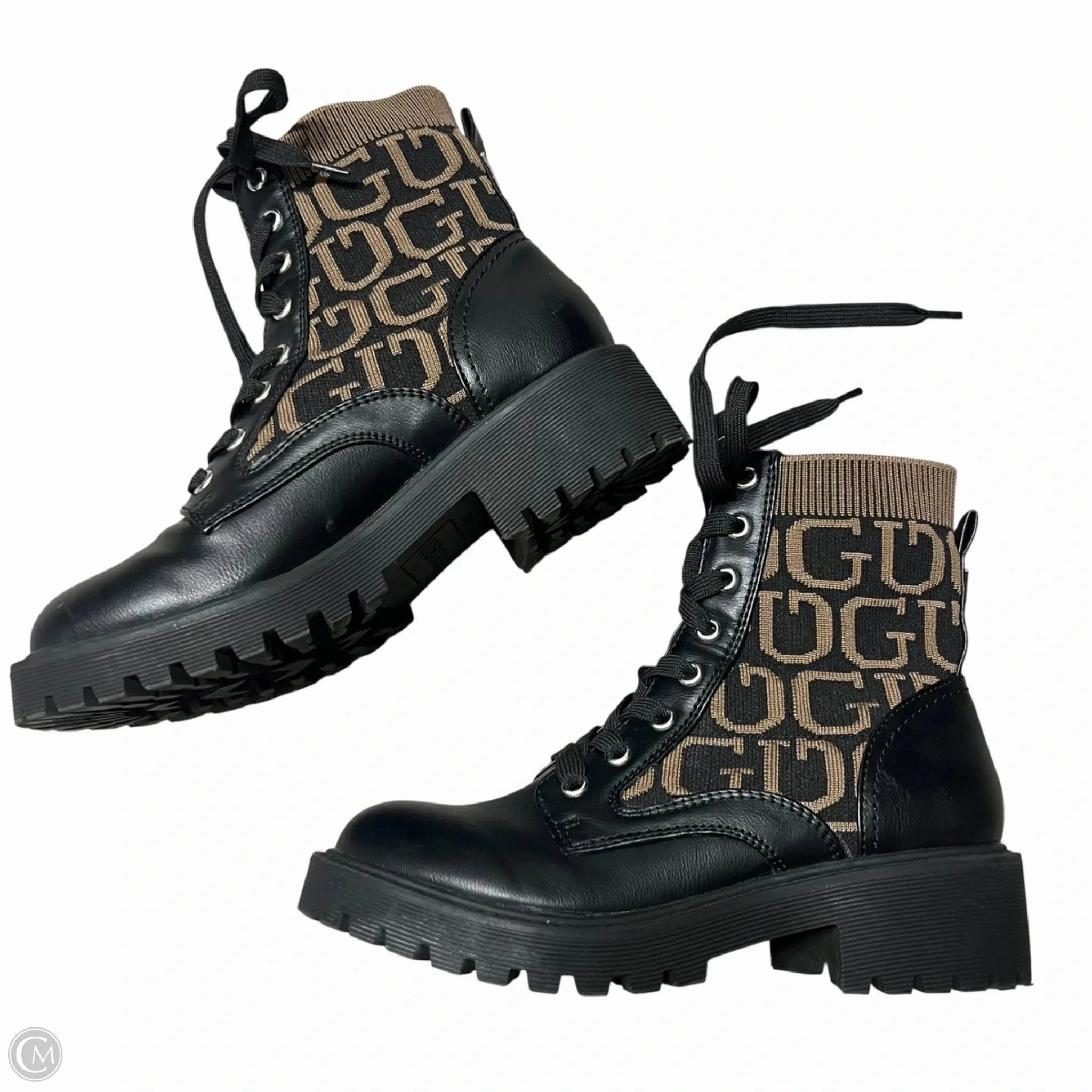Combat Boots Sole Boots Combat By Guess In Black & Tan, Size: 6