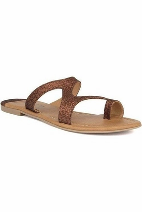 Choco Sandals SOLES  Bronze Laser Cut Party Flat Sandals