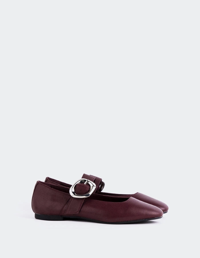 Korks Shoes Mary Jane Criss Cross Vady Burgundy Leather