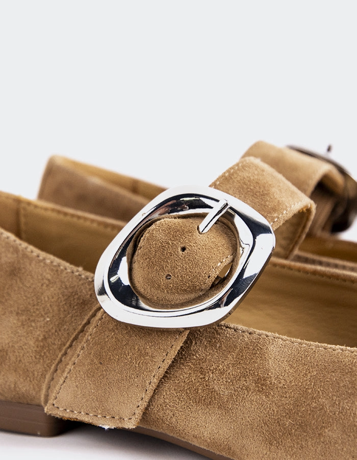 Floral Mary Jane Dance Shoes Vady Taupe Suede