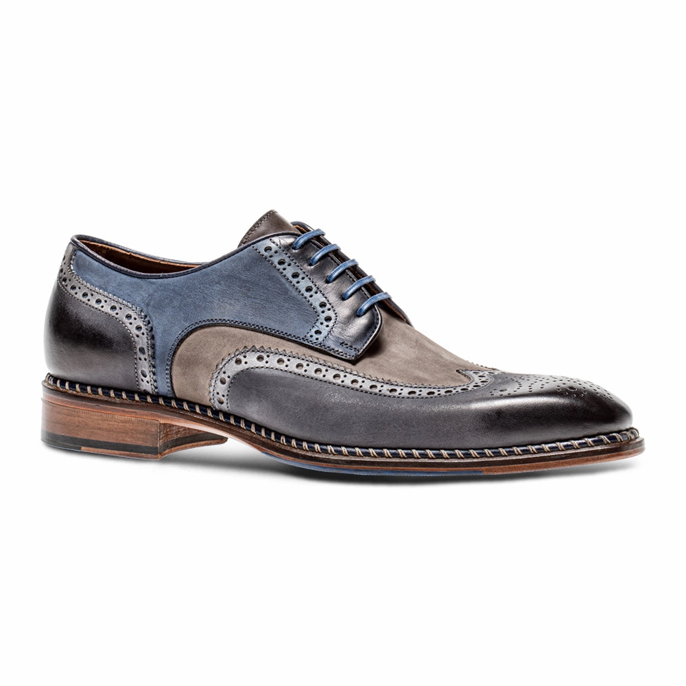 VELOCE ANTRACITE CORTECCIA BLUE WINGTIP Suede Casual Derby Shoe