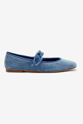 American Eagle Mary Jane Shoes Verona Ballet Flat In French Blue Velvet