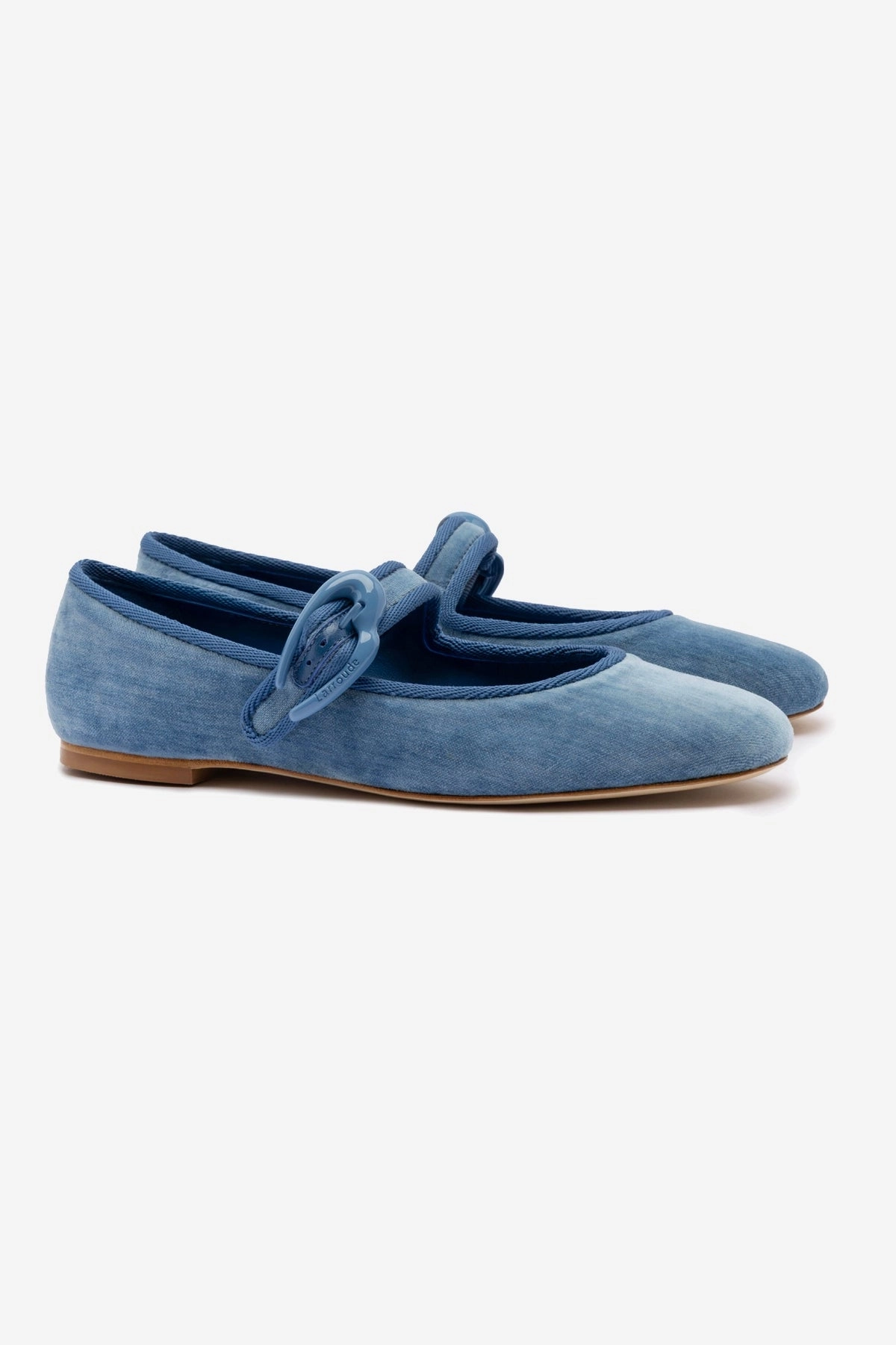 Spool Heel Mary Jane Shoes Verona Ballet Flat In French Blue Velvet