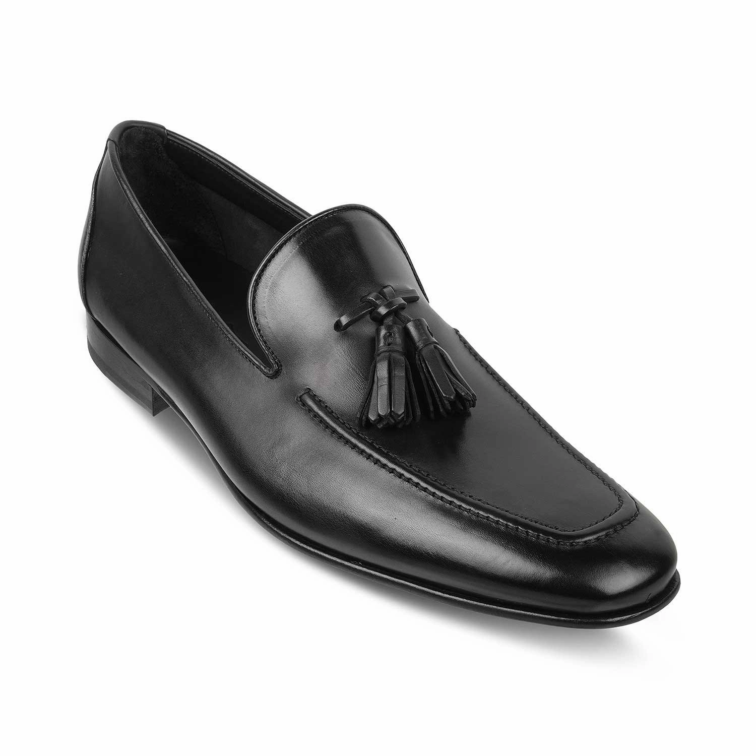 The Maffeo Black Men's Handcrafted Leather Loafers Tresmode Monolith Loafers