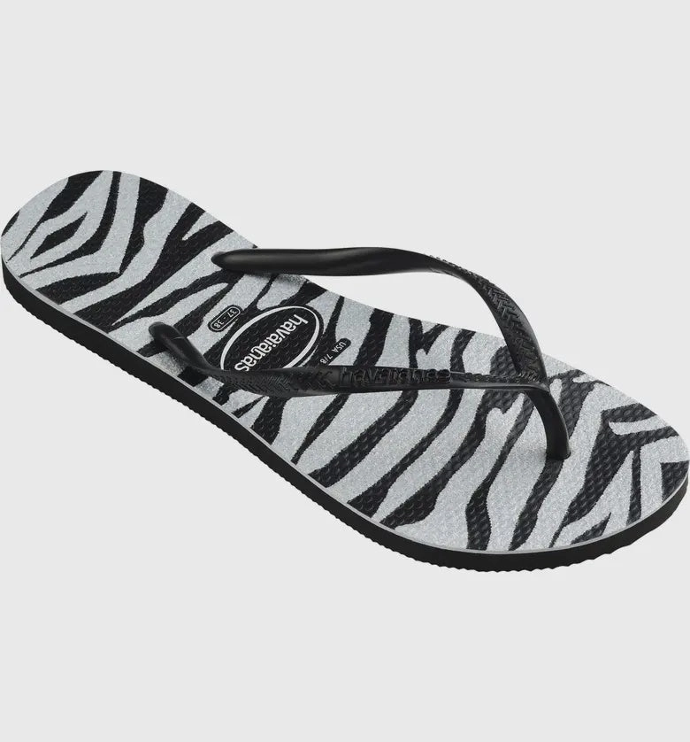 HAVAIANAS SLIM ANIMALS GLITTER - BLACK Woodstock Flip Flops