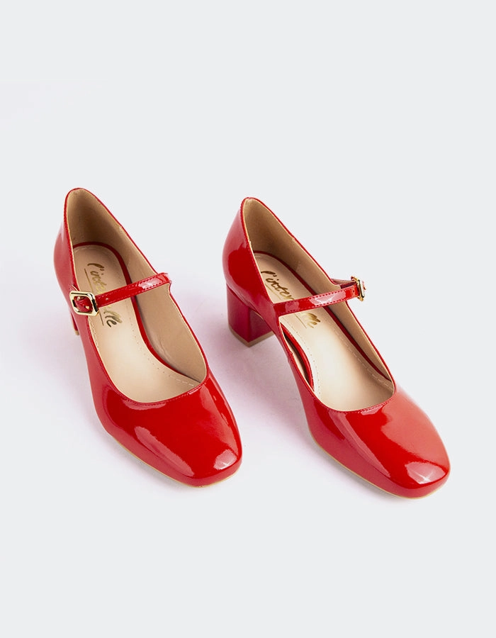 Mary Jane Shoes Heel Rosalba Red Patent