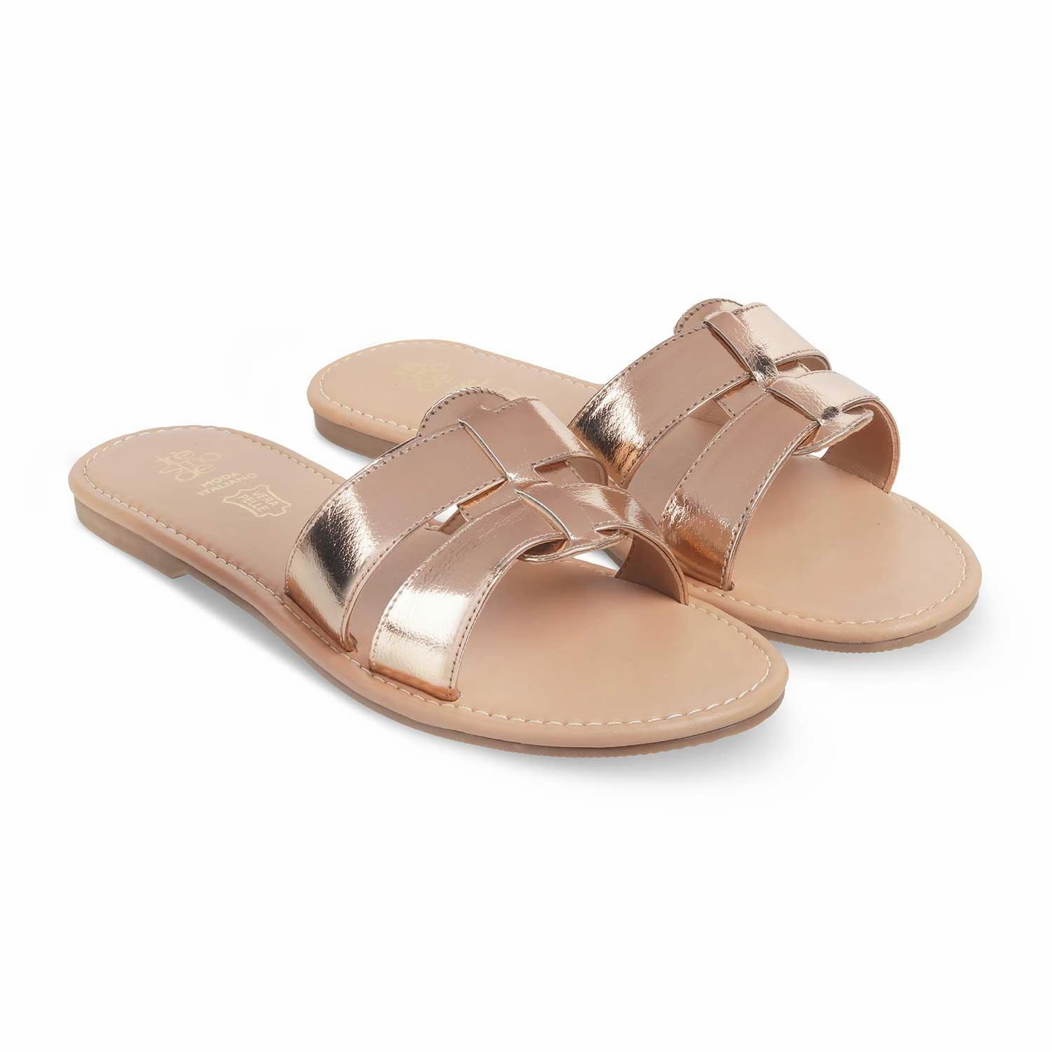 The Stripi Champagne Women's Dress Flats Tresmode Dress With Shoes