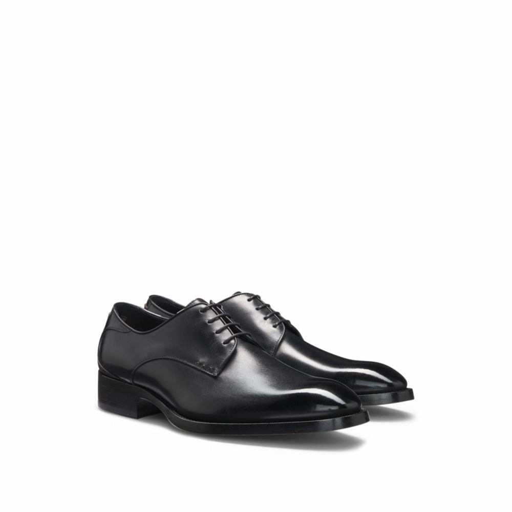 Burnished-leather Derby shoes with stitch details Flow Athletic Lace Up Shoes