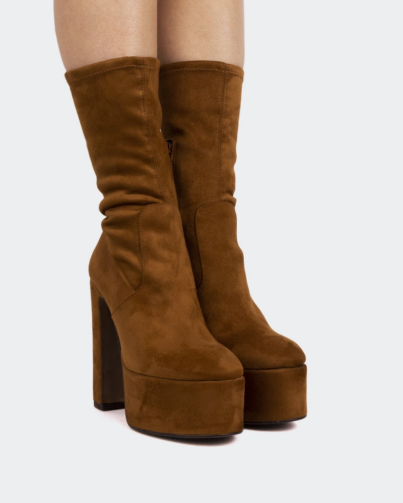 Dixie Tan Suede Stretch Neil Leather Chelsea Boots