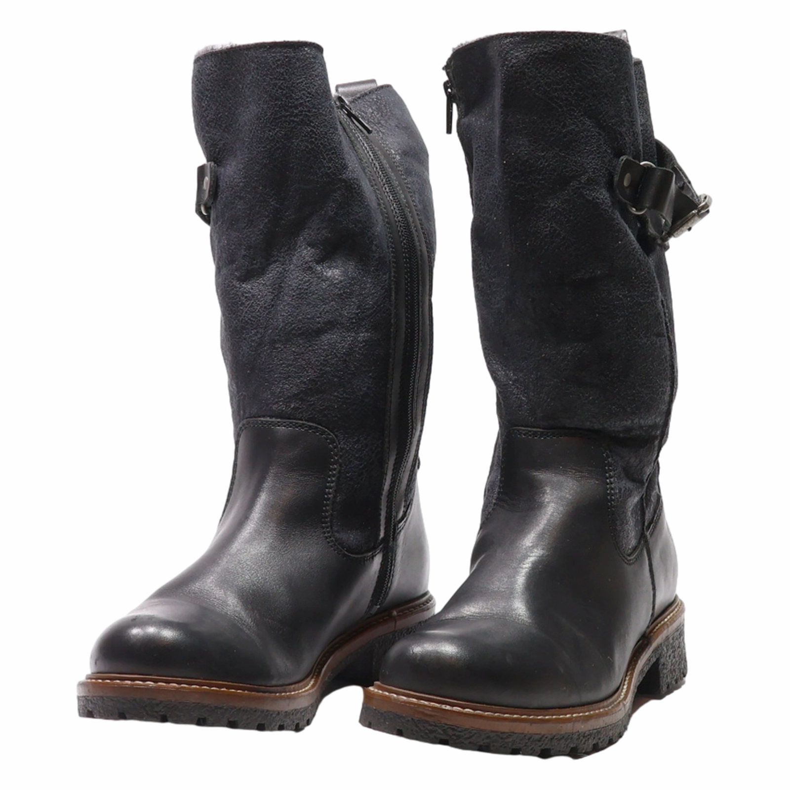 TAMARIS Snow Boots Black Leather Womens UK 7 Sporto Snow Boots