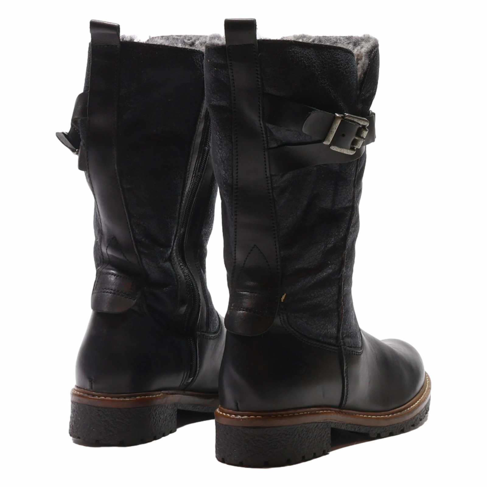 Plus Size Snow Boots Extra Wide Calf TAMARIS Snow Boots Black Leather Womens UK 7