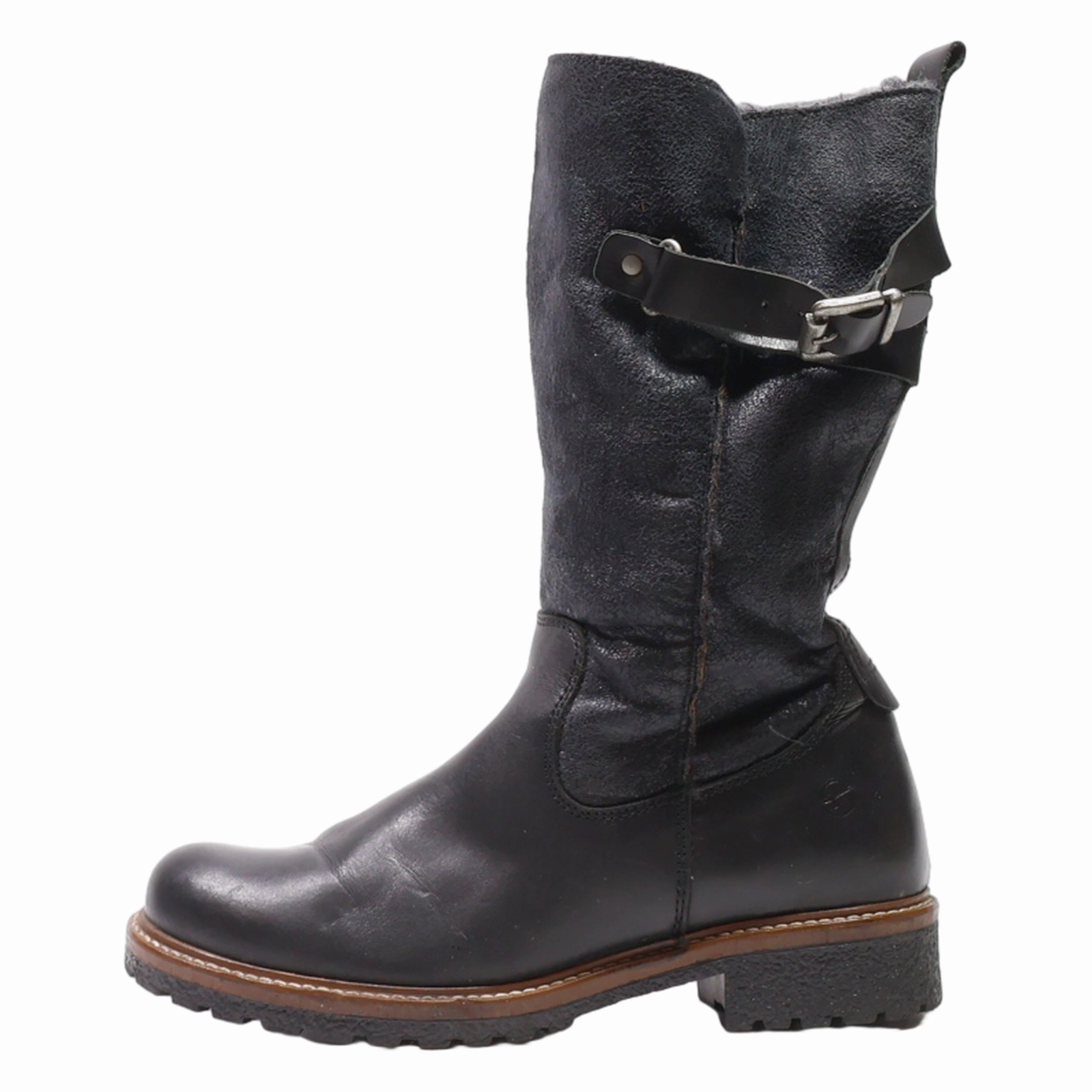 TAMARIS Snow Boots Black Leather Womens UK 7 Shoe Show Snow Boots