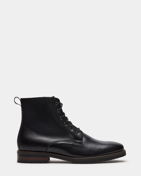 Denim Combat Boots SIXTET BLACK LEATHER