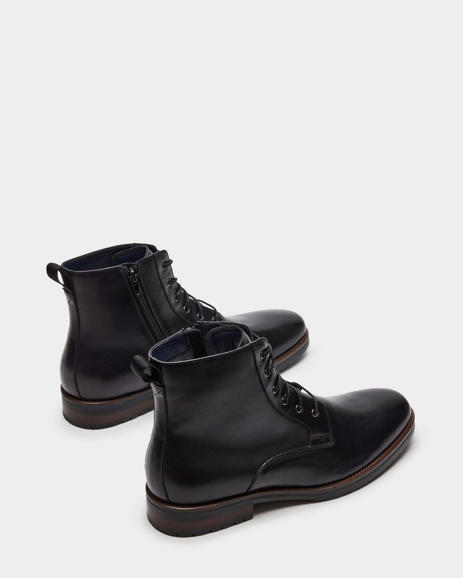 SIXTET BLACK LEATHER Wool Combat Boots