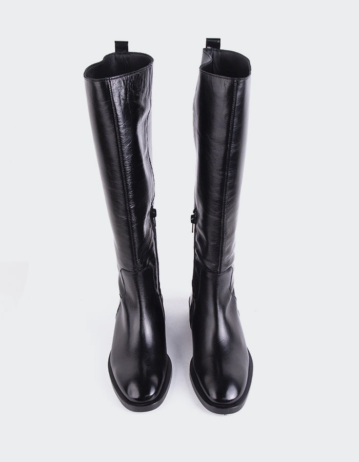 Moyle Black Leather Western Boots Rhinestone