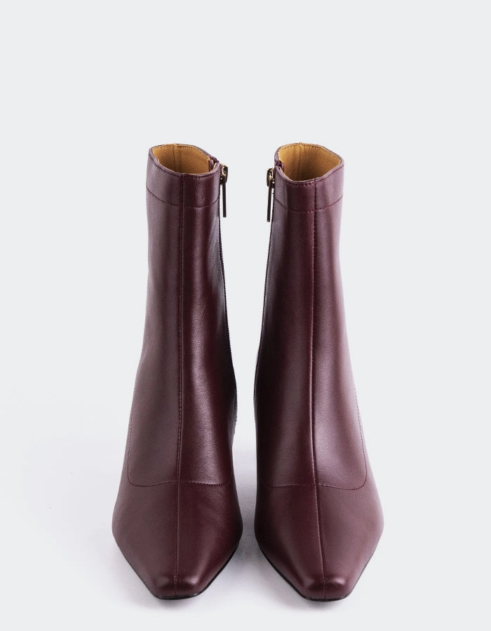 Zarcero Burgundy Leather Ankle Cowgirl Boots