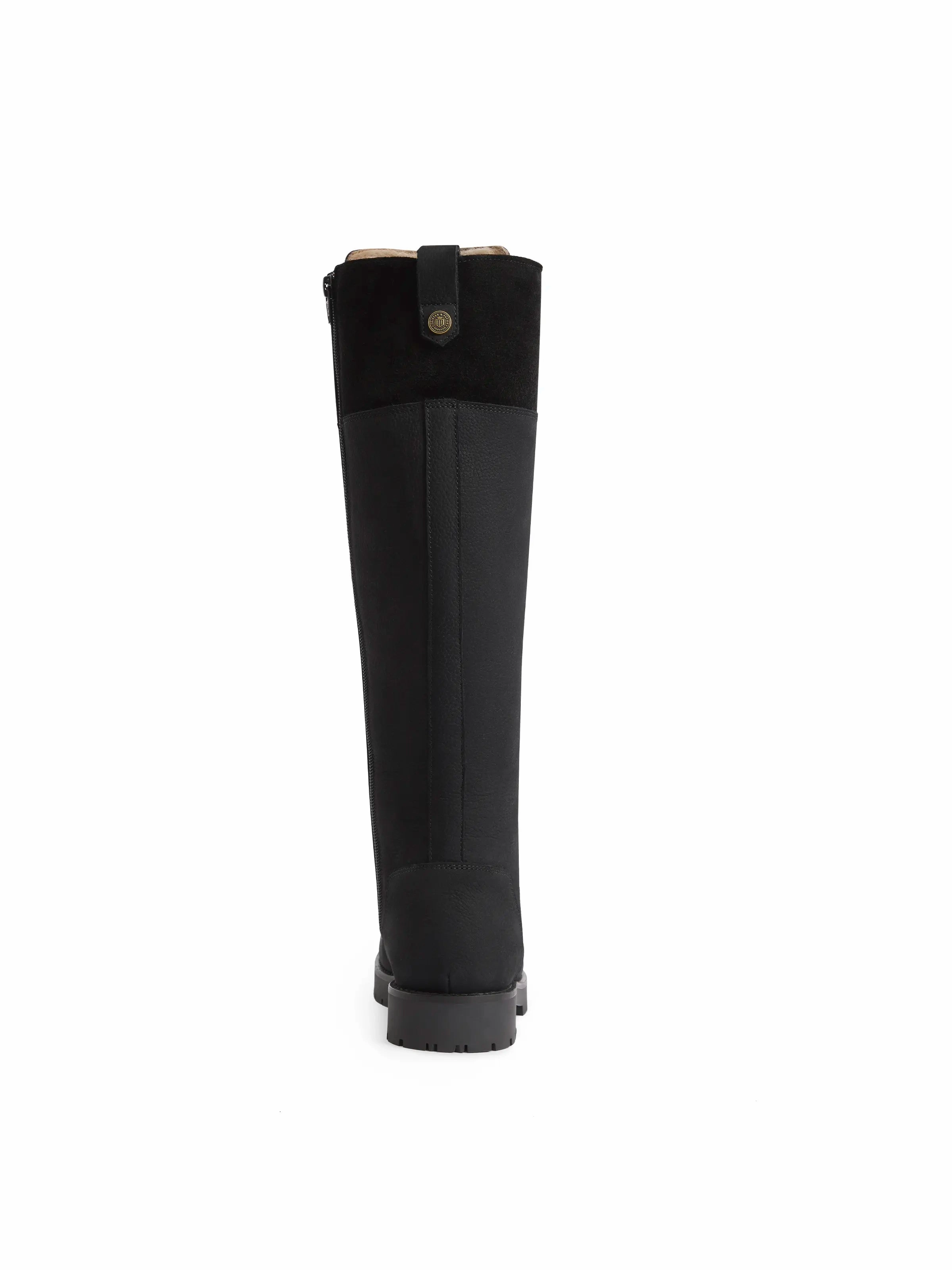 Wedge Heel Knee High Boots Uk Knee High Shearling Lined Anglesey - Black Nubuck