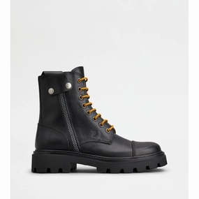 Tod's Combat Boots in Leather Combat Boot Heels