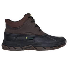 Waterproof Leather Dress Shoes Skechers Men's 256026 John Deere Slip-ins Respected Swamper Chocolate Black Waterproof Work Shoes