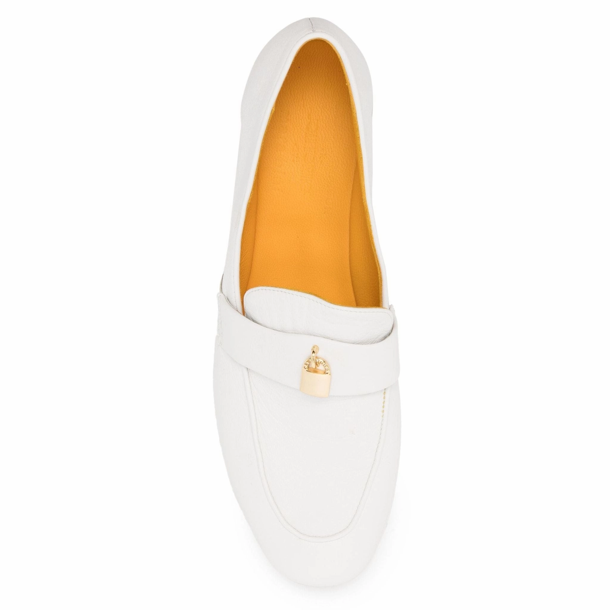 Balmoral Oxfords White Leather Lock Flat Loafer