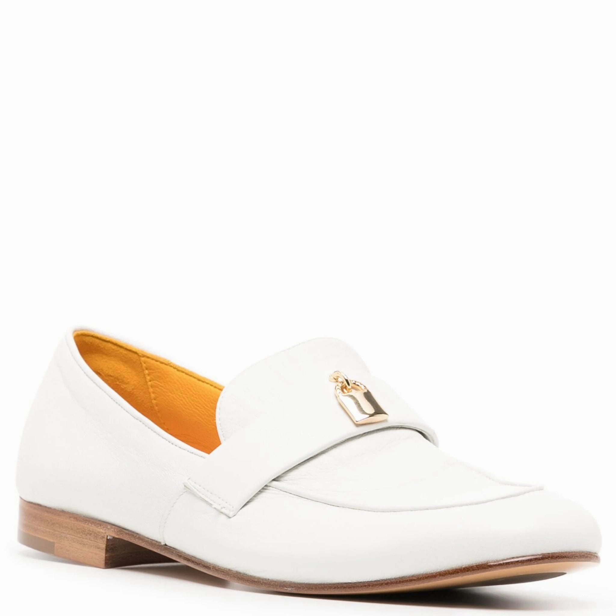 Cheetah Oxfords White Leather Lock Flat Loafer