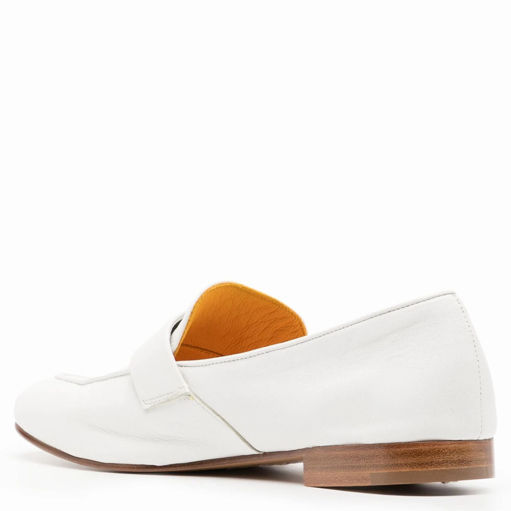 Casual Wingtip Oxfords White Leather Lock Flat Loafer