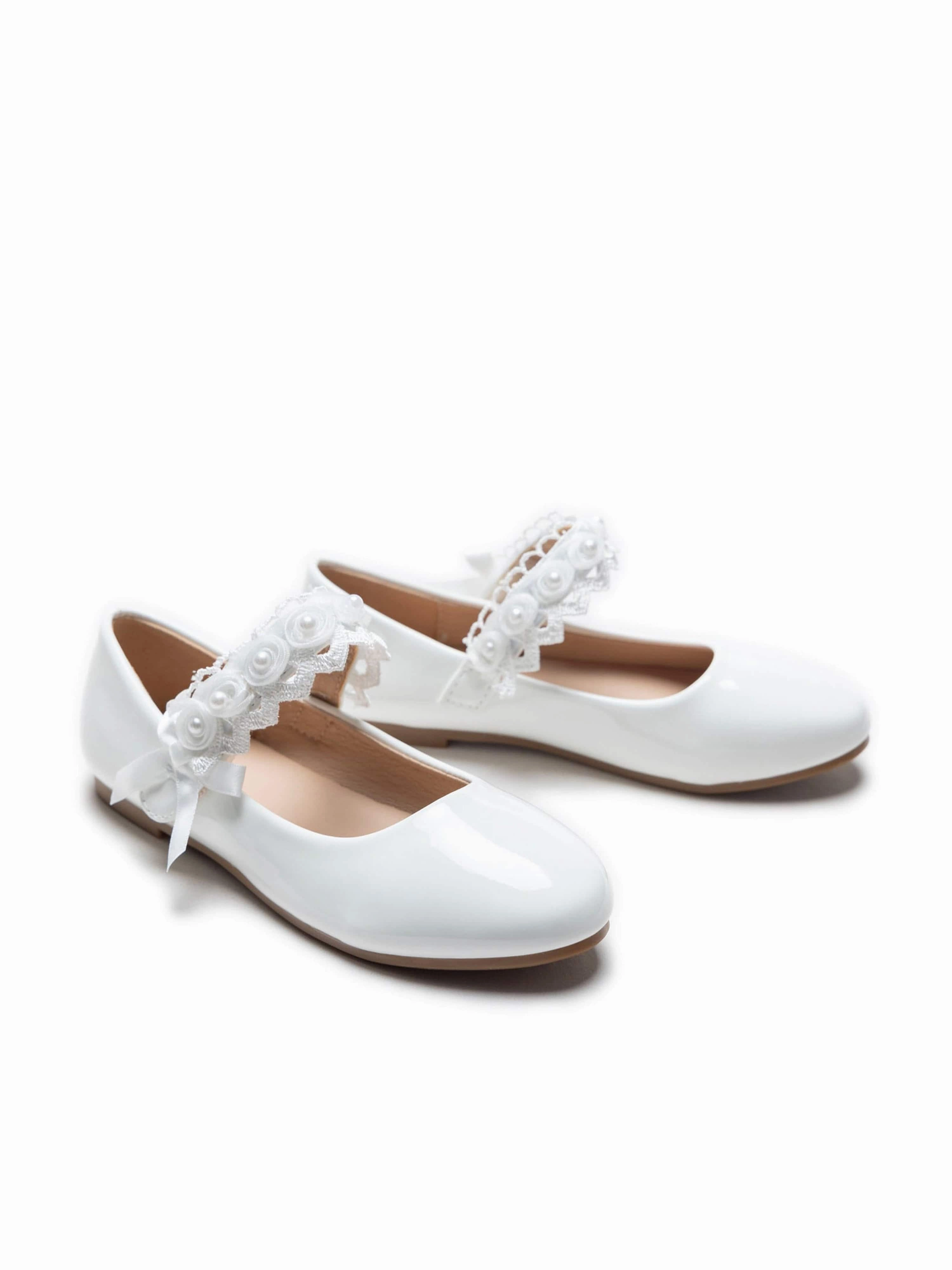 Flat Shoes For Tall White Patent Rose Pearl Doily Flats