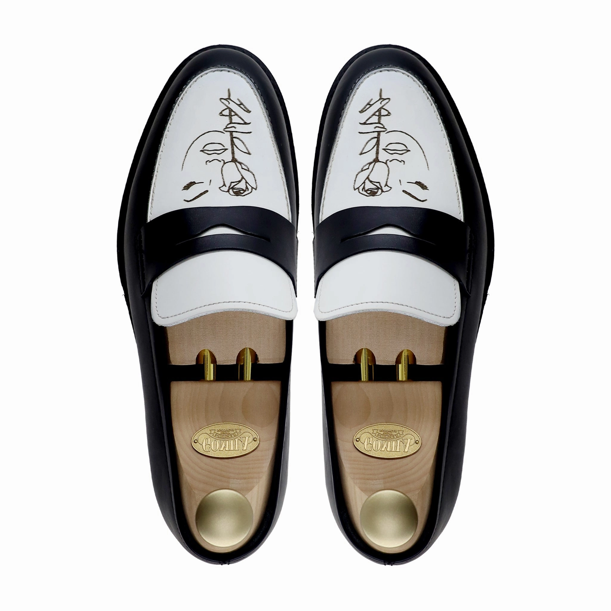 Affordable Loafers Hobart - Men's Black and White Calf Leather Loafer (Face Edition)