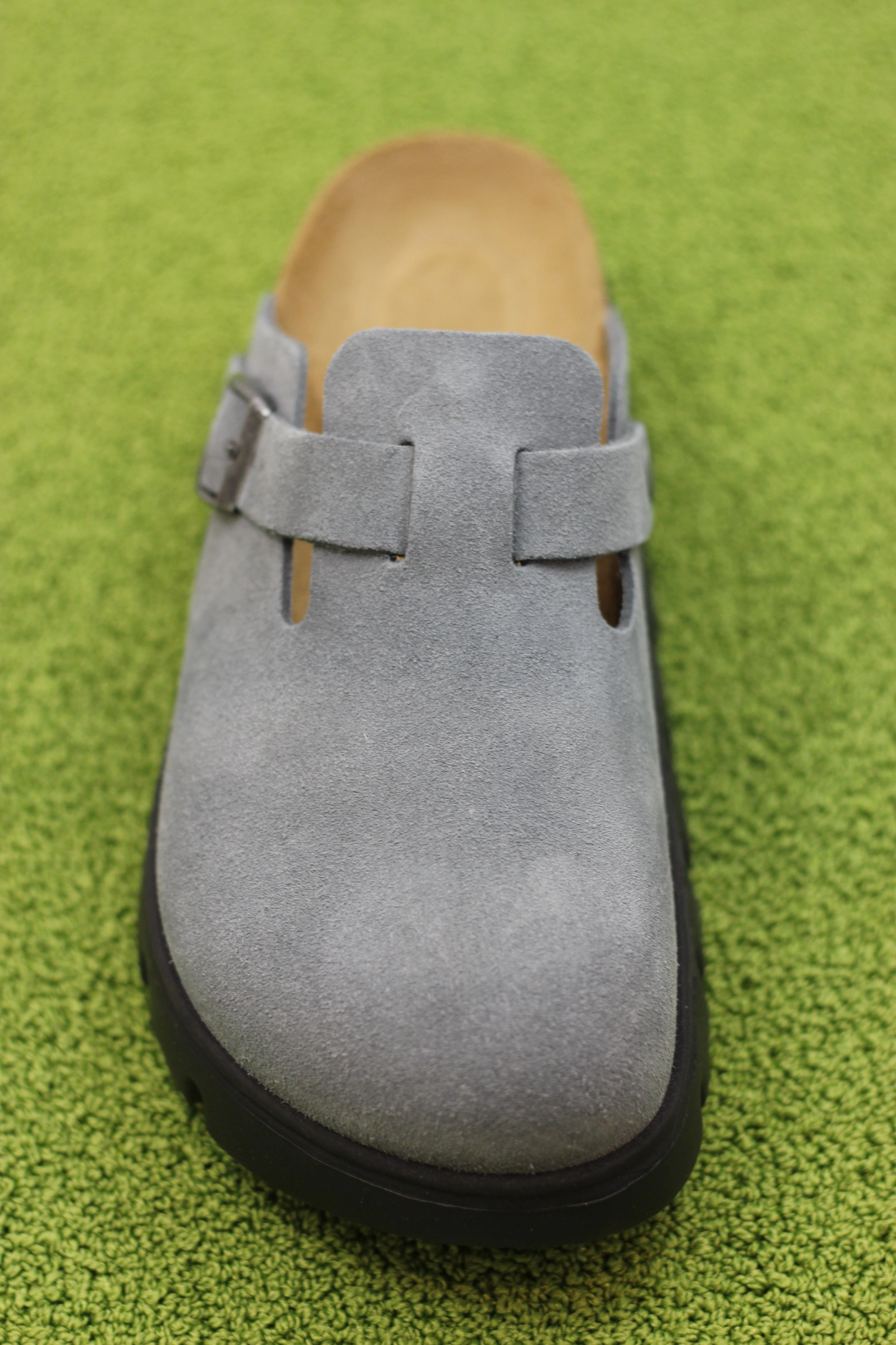 Slip On Heels Closed Toe Women's Boston Chunky Clog - Basalt Suede