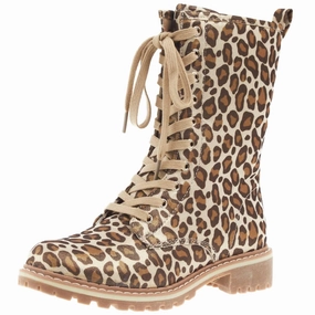 Spiked Toe Combat Boots Women's Fomo Boot In Gold Leopard