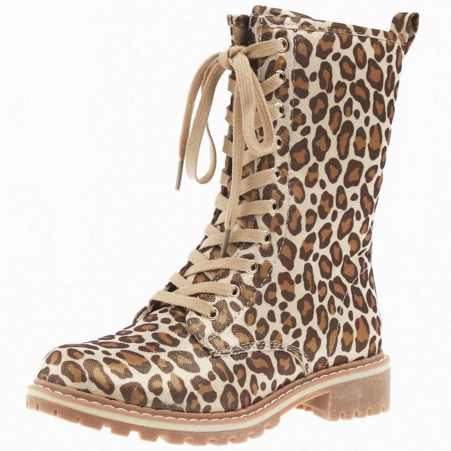 Women's Fomo Boot In Gold Leopard Basic Training Combat Boots