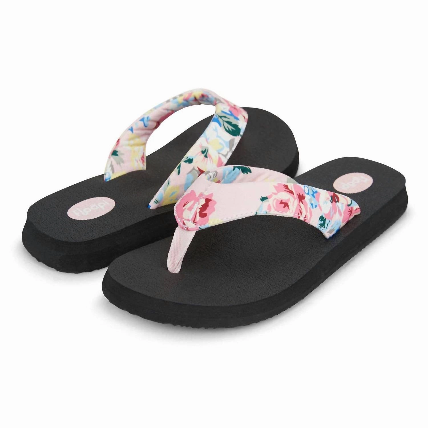 Plastic Bow Flip Flops Women's Isabella Yoga Mat Floral Flip Flop In Pink Cottage