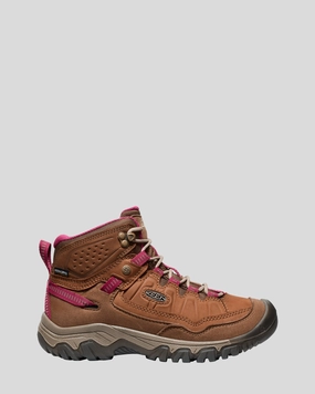 Women's Keen Targhee IV Mid Waterproof Boots - Bison/Beaujolais Laces For Hiking Boots