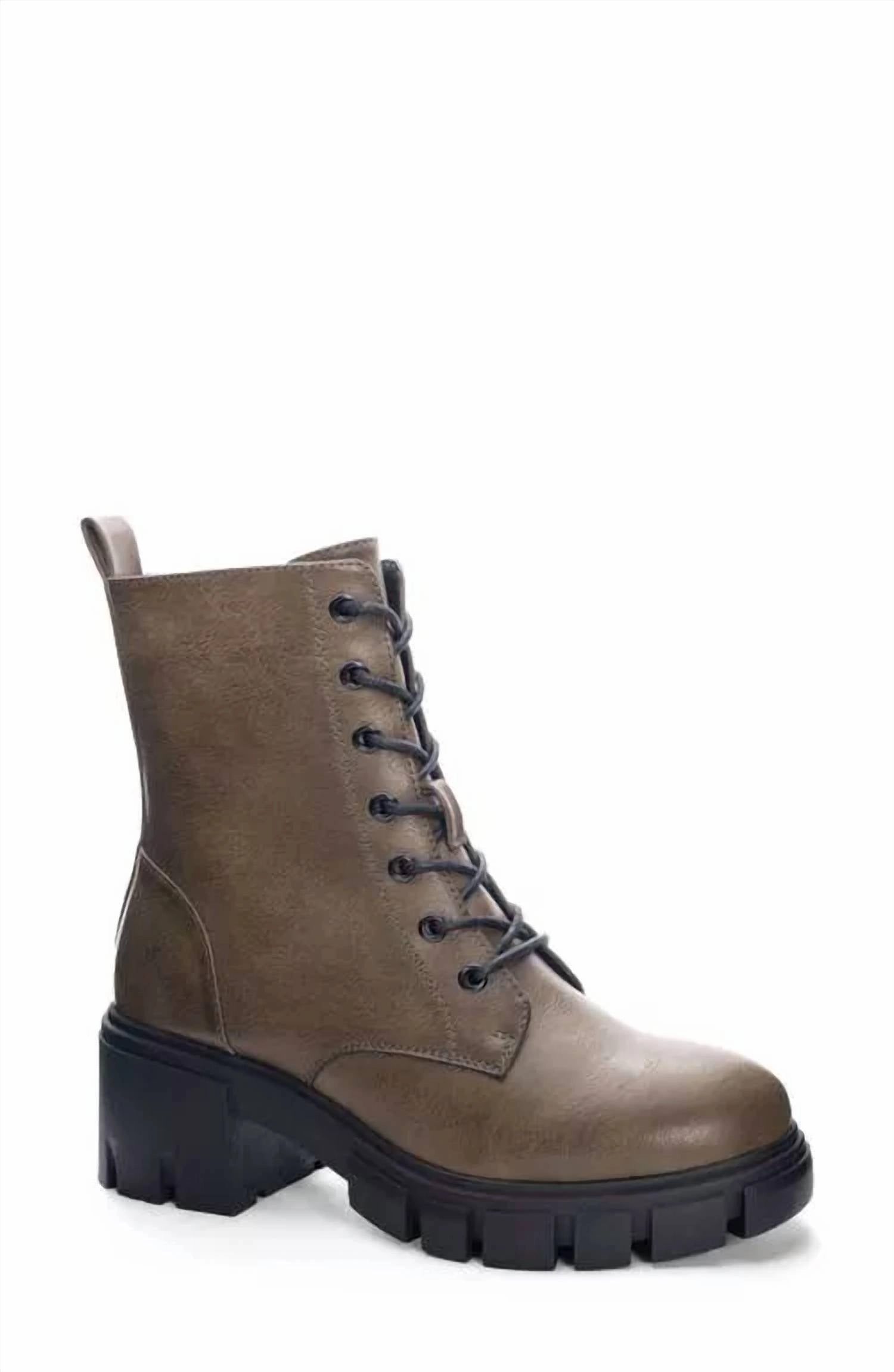 Women's Newz Smooth Combat Boot In Olive Studded Combat Boots