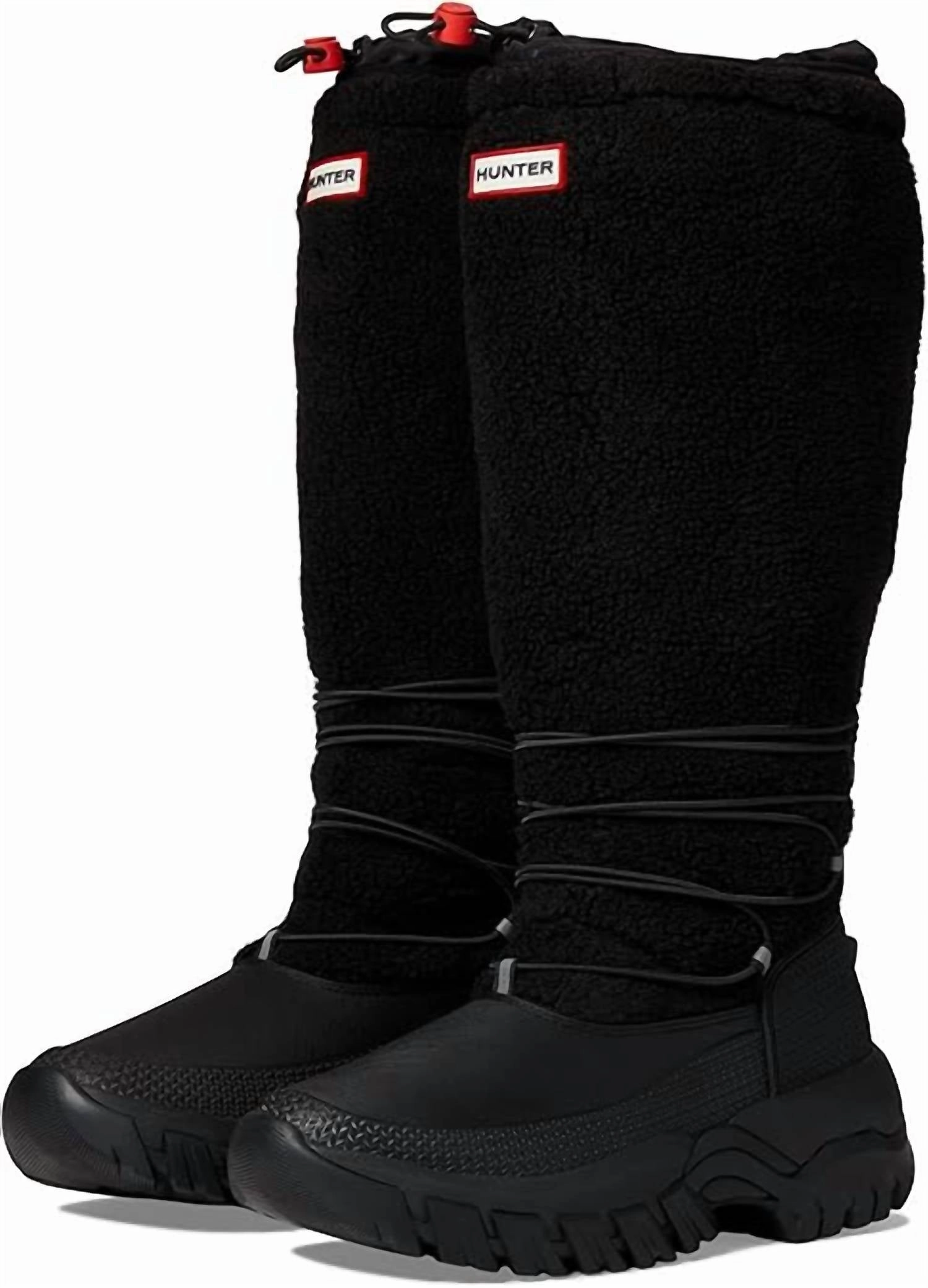 Snow Boots With Boa Women's Wanderer Tall Sherpa Snow Boots In Black