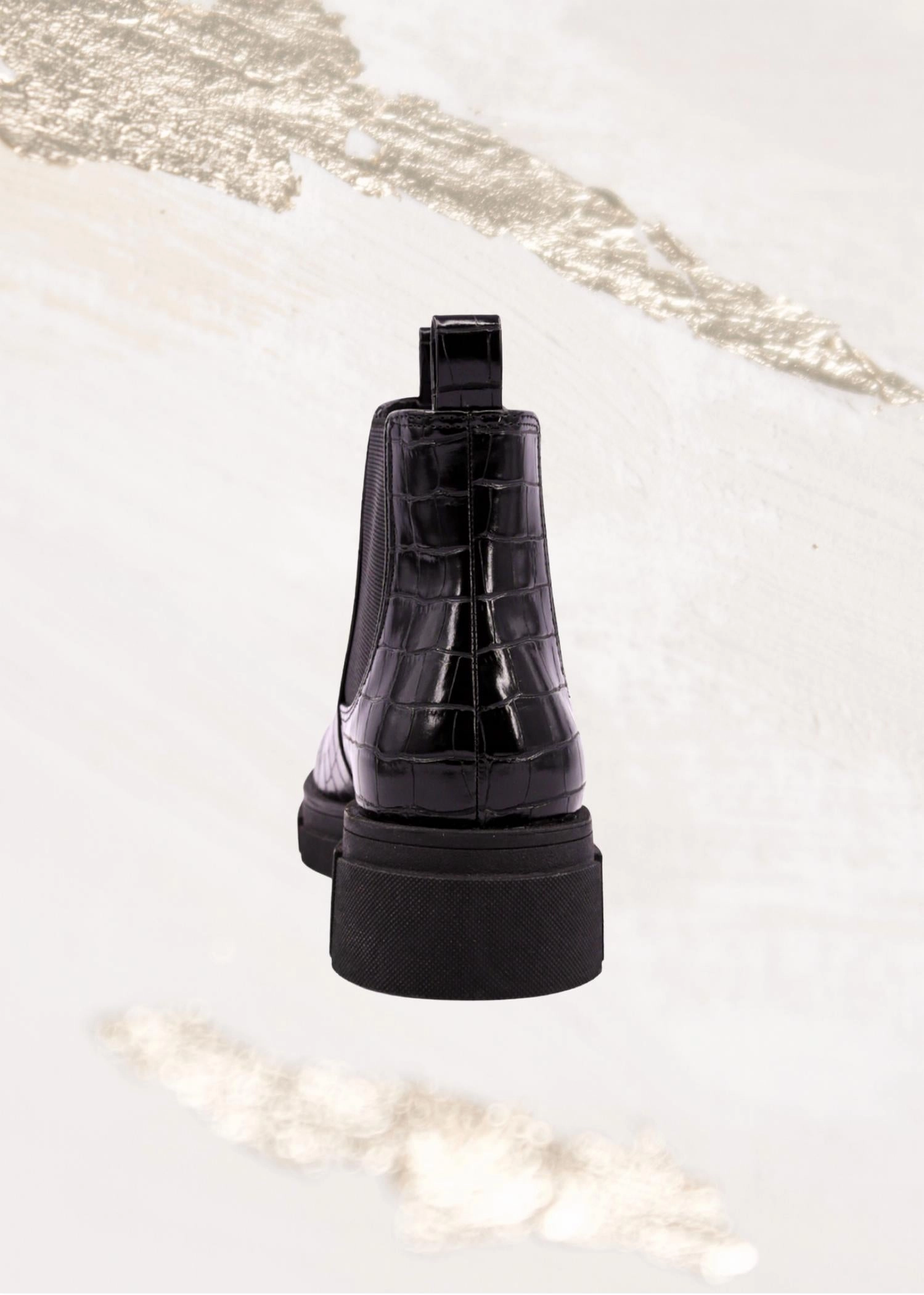 Jadon Platform Combat Boots Women's Yohana Croc Combat Boot In Black