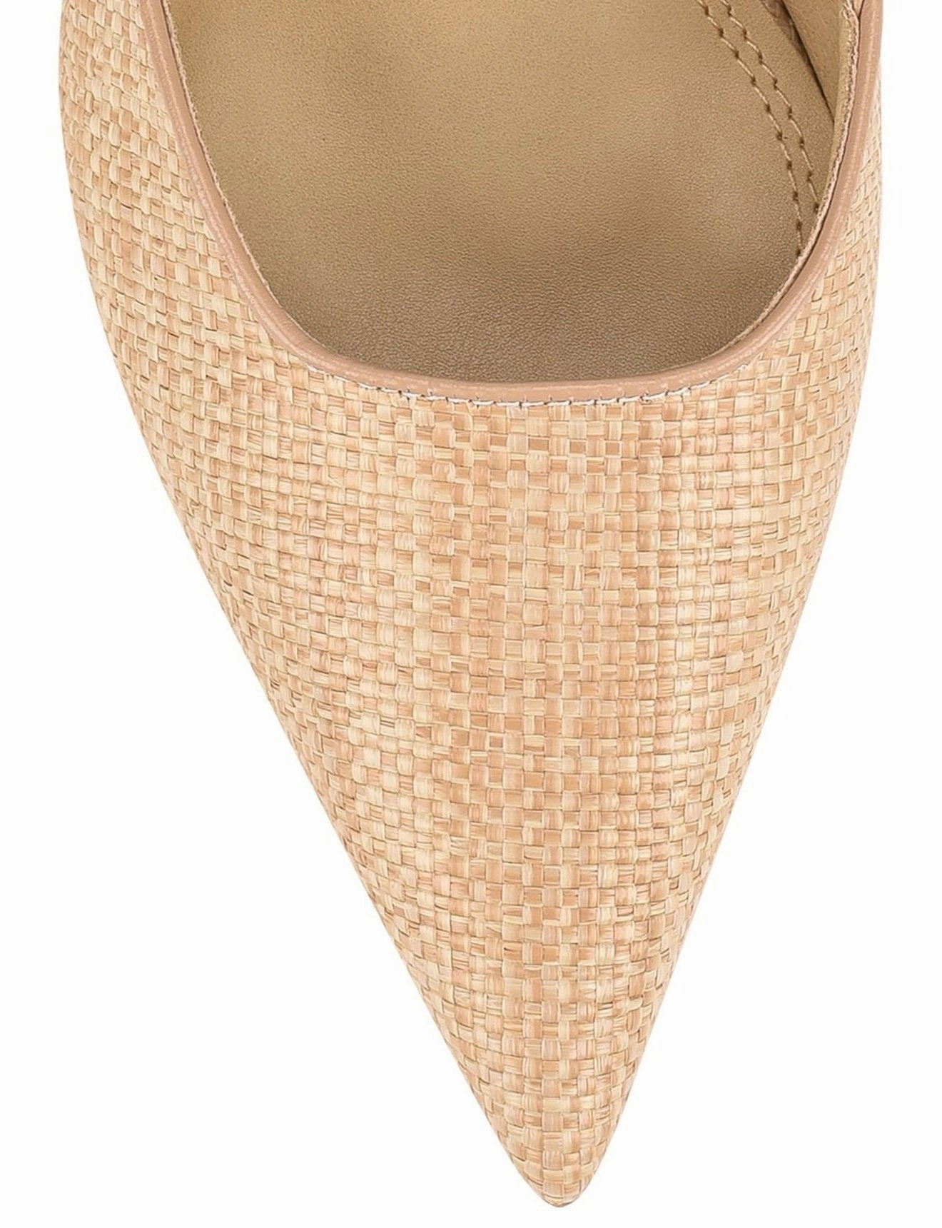 Memory Foam High Heels Yasmine Slingback Heels - Almond Leather & Natural Raffia