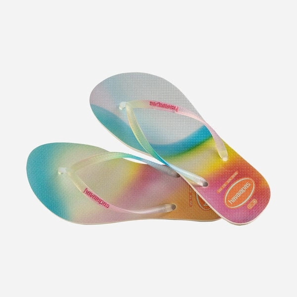 Kamala Harris List Of Flip Flops HAVAIANAS SLIM METALLIC RAINBOW- BEIGE