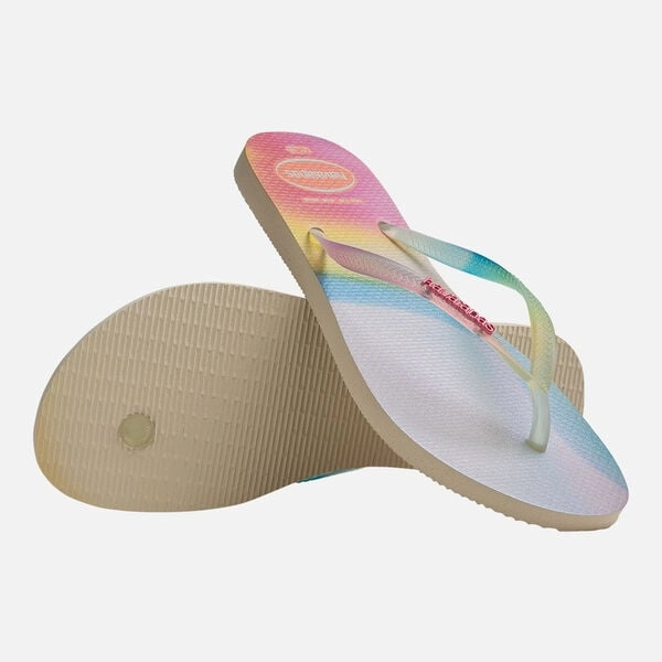 Leather Flip Flop HAVAIANAS SLIM METALLIC RAINBOW- BEIGE