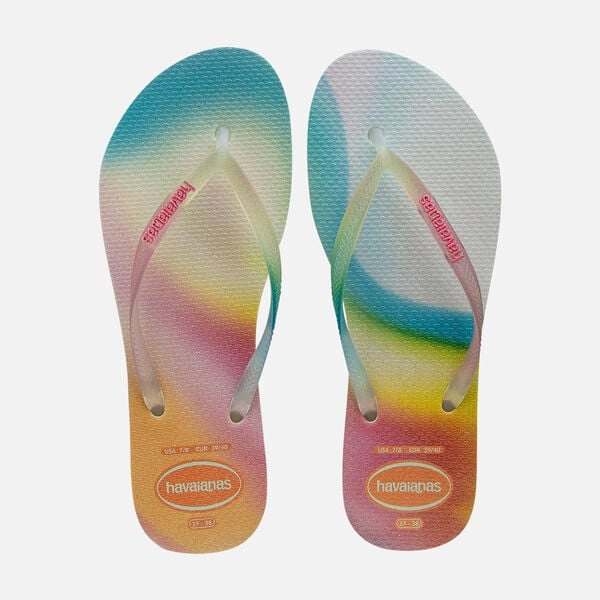 HAVAIANAS SLIM METALLIC RAINBOW- BEIGE Gray Flip Flops