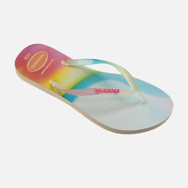 HAVAIANAS SLIM METALLIC RAINBOW- BEIGE Wood Flip Flops