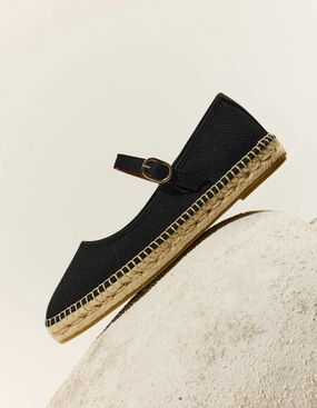 Espadrilles Bebi - Toile noir Espadrille En Cuir