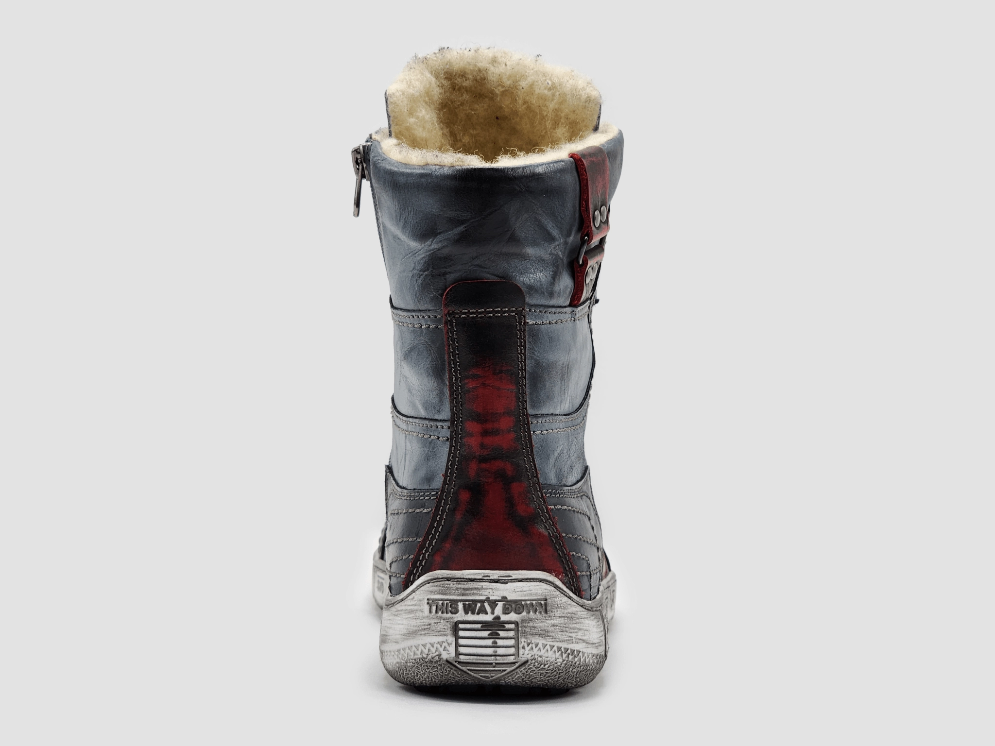 Boots With Socks Men's Tall Comfort Thick Wool-Lined Zip-Up Leather Boots - Navy