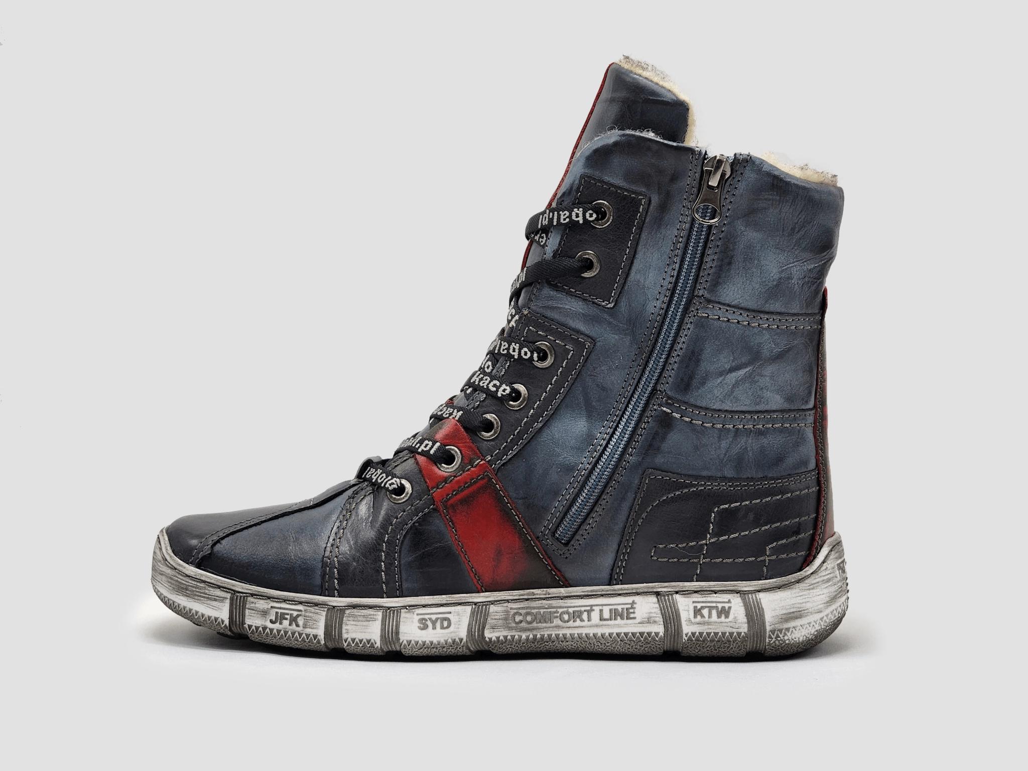 Buy Boots Men's Tall Comfort Thick Wool-Lined Zip-Up Leather Boots - Navy