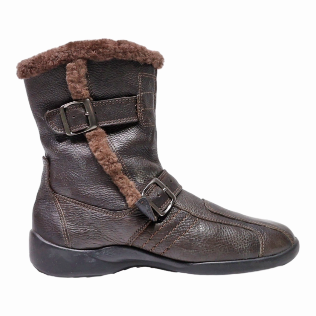JOMOS Snow Boots Brown Leather Womens UK 7 Snow Boots With Side Zipper