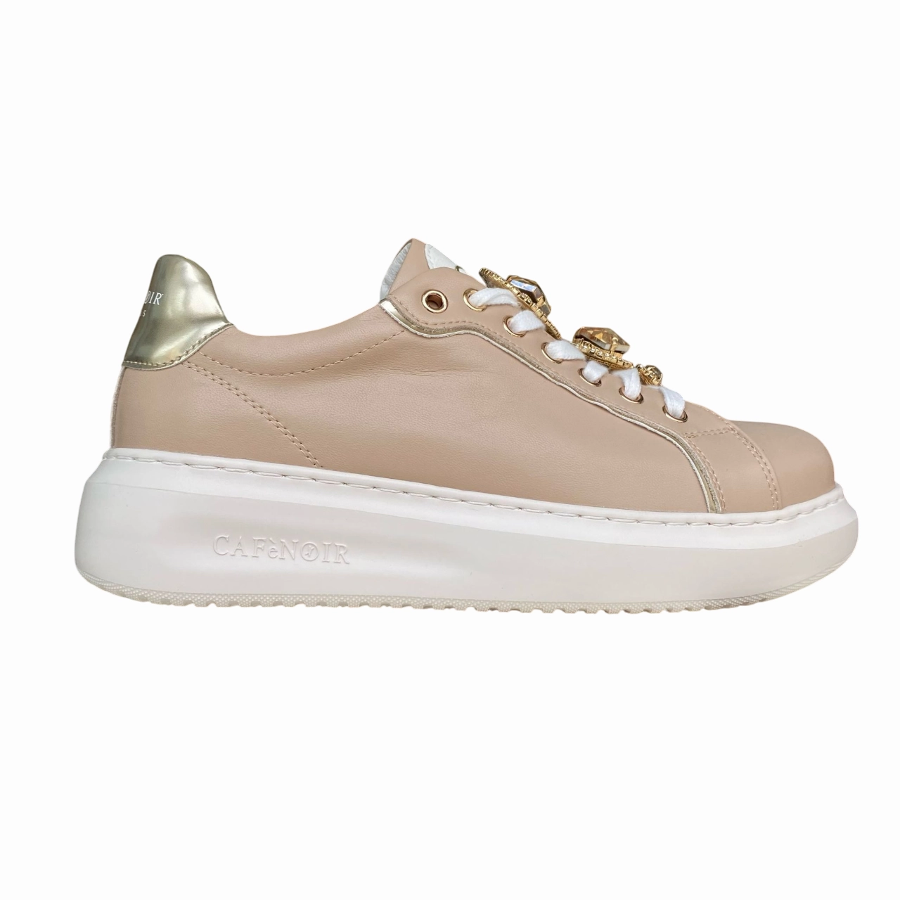 Running Sneakers For High Arches CafNoir scarpa sneakers da donna con gioiello sui lacci c1DE1032 nocciola